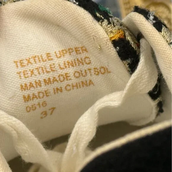 🆕 KURT GEIGER LONDON 🧿 NWOB Laney Eye Gold Rainbow Tweed Sneaker, Sz 37 US 7 - Picture 14 of 14